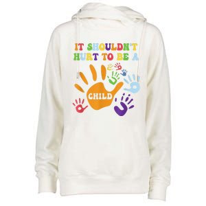 Child Abuse Awareness Groovy It Shouldn't Hurt To Be A Child Womens Funnel Neck Pullover Hood