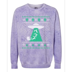 Christmas Alien Abduction Santa Sleigh And Reindeer Xmas Meaningful Gift Colorblast Crewneck Sweatshirt