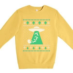 Christmas Alien Abduction Santa Sleigh And Reindeer Xmas Meaningful Gift Premium Crewneck Sweatshirt