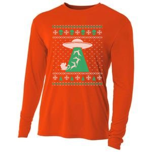 Christmas Alien Abduction Santa Sleigh And Reindeer Xmas Meaningful Gift Cooling Performance Long Sleeve Crew