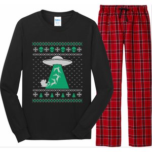 Christmas Alien Abduction Santa Sleigh And Reindeer Xmas Meaningful Gift Long Sleeve Pajama Set