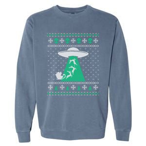 Christmas Alien Abduction Santa Sleigh And Reindeer Xmas Meaningful Gift Garment-Dyed Sweatshirt