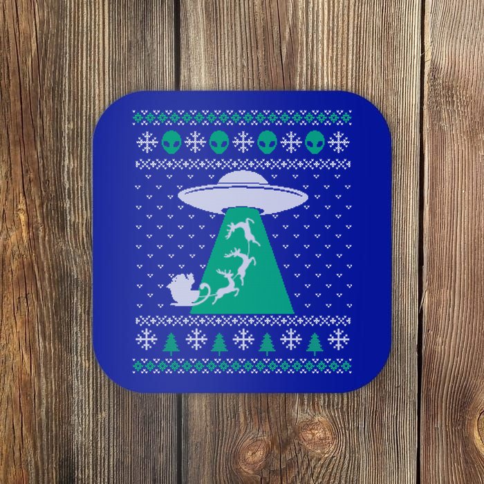 Christmas Alien Abduction Santa Sleigh And Reindeer Xmas Meaningful Gift Coaster