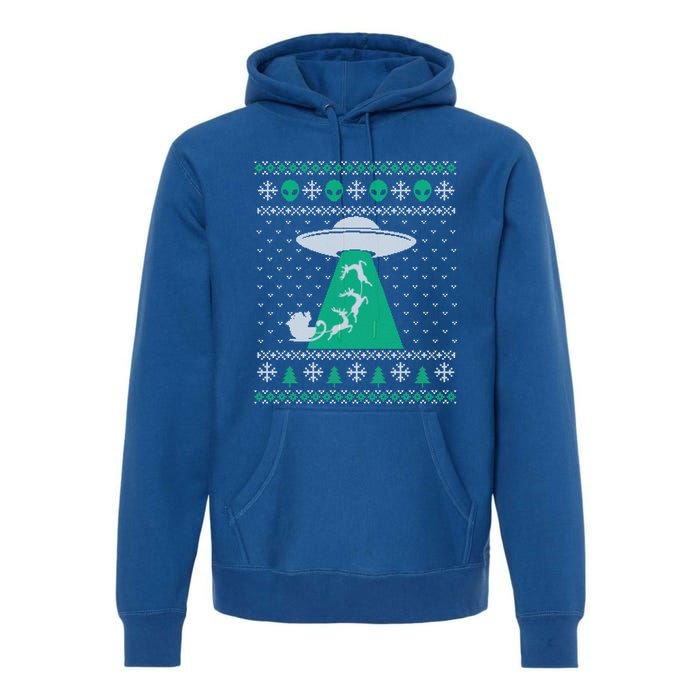 Christmas Alien Abduction Santa Sleigh And Reindeer Xmas Meaningful Gift Premium Hoodie