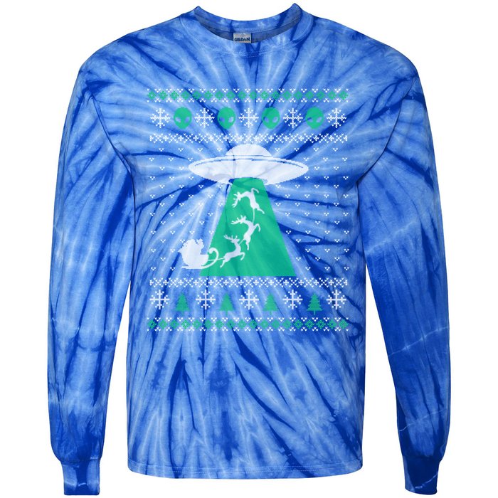 Christmas Alien Abduction Santa Sleigh And Reindeer Xmas Meaningful Gift Tie-Dye Long Sleeve Shirt