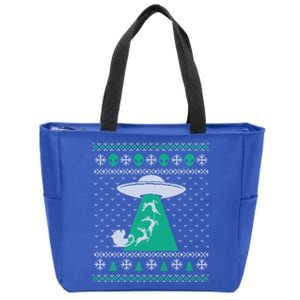 Christmas Alien Abduction Santa Sleigh And Reindeer Xmas Meaningful Gift Zip Tote Bag