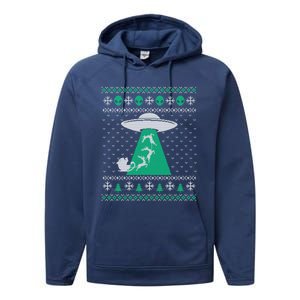 Christmas Alien Abduction Santa Sleigh And Reindeer Xmas Meaningful Gift Performance Fleece Hoodie