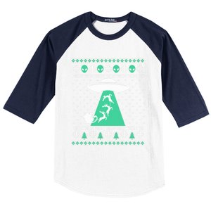 Christmas Alien Abduction Santa Sleigh And Reindeer Xmas Meaningful Gift Baseball Sleeve Shirt