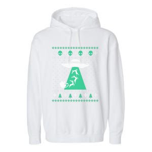 Christmas Alien Abduction Santa Sleigh And Reindeer Xmas Meaningful Gift Garment-Dyed Fleece Hoodie