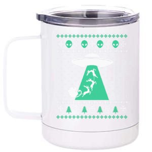 Christmas Alien Abduction Santa Sleigh And Reindeer Xmas Meaningful Gift 12 oz Stainless Steel Tumbler Cup