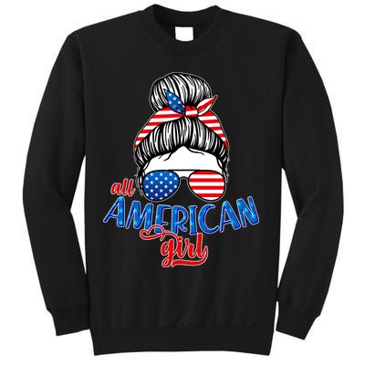 Cute All American Girl USA Flag Sweatshirt