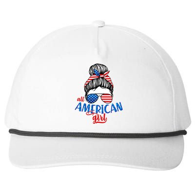 Cute All American Girl USA Flag Snapback Five-Panel Rope Hat