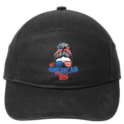 Cute All American Girl USA Flag 7-Panel Snapback Hat