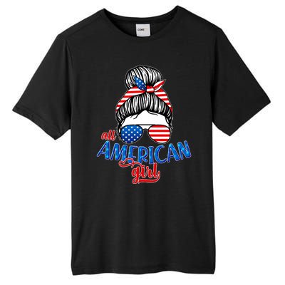 Cute All American Girl USA Flag Tall Fusion ChromaSoft Performance T-Shirt