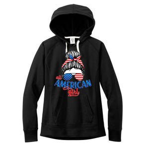 Cute All American Girl USA Flag Women's Fleece Hoodie