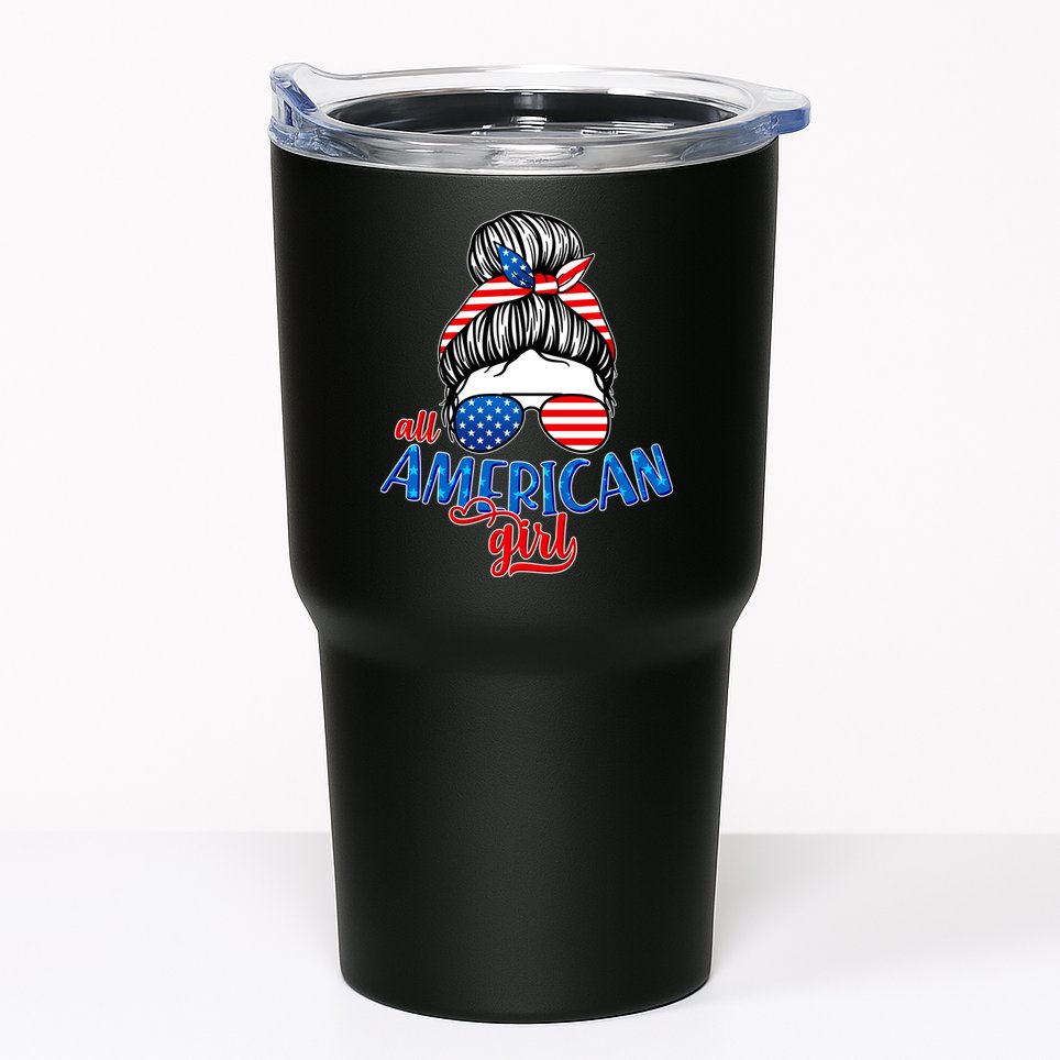 Cute All American Girl USA Flag Tumbler