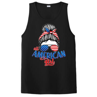 Cute All American Girl USA Flag PosiCharge Competitor Tank