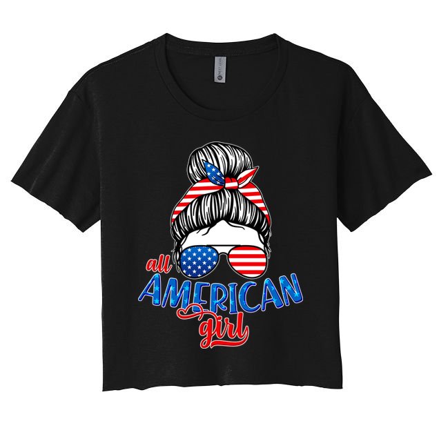 Cute All American Girl USA Flag Crop Top