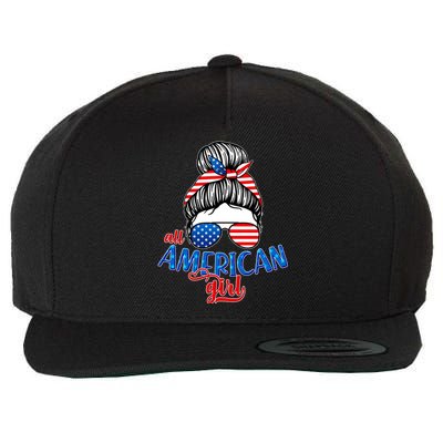 Cute All American Girl USA Flag Wool Snapback Cap