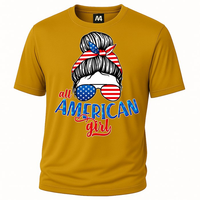 Cute All American Girl USA Flag Cooling Performance Crew T-Shirt