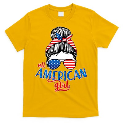 Cute All American Girl USA Flag T-Shirt