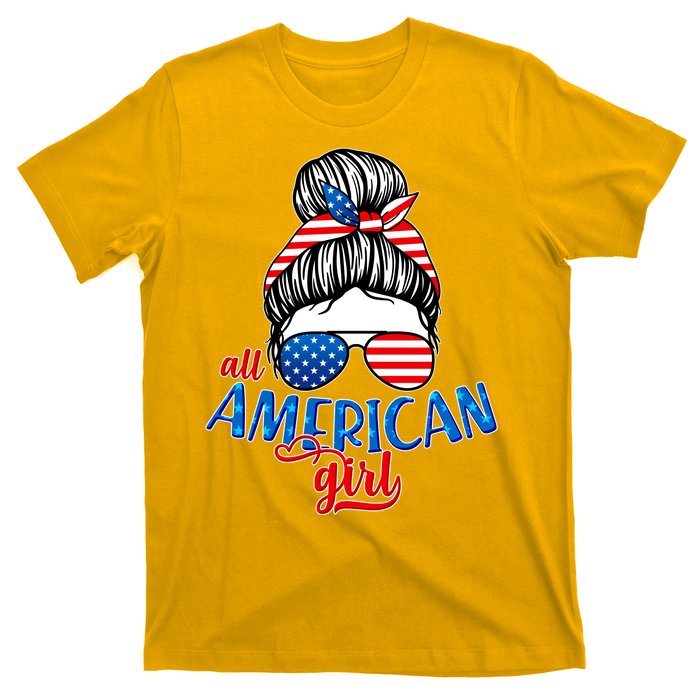 Cute All American Girl USA Flag T-Shirt