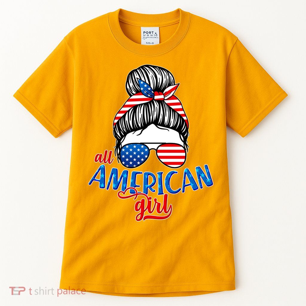 Cute All American Girl USA Flag Tall T-Shirt