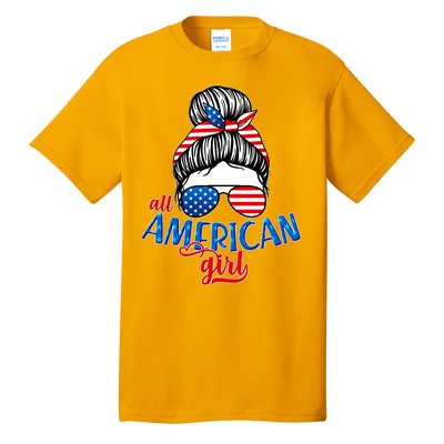 Cute All American Girl USA Flag Tall T-Shirt