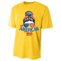 Cute All American Girl USA Flag Performance Sprint T-Shirt