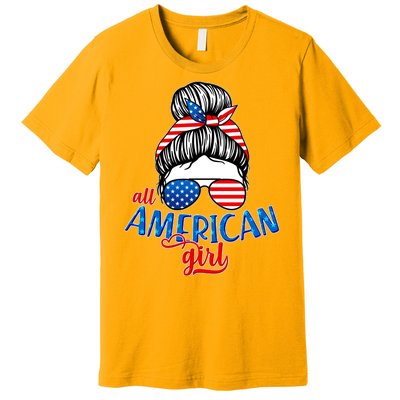 Cute All American Girl USA Flag Premium T-Shirt