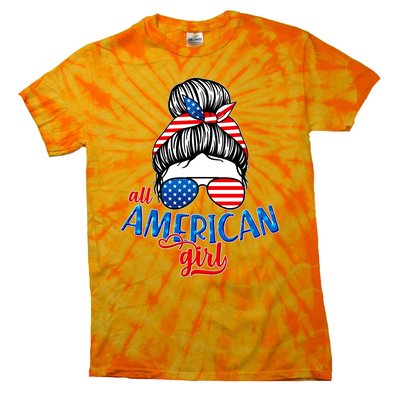 Cute All American Girl USA Flag Tie-Dye T-Shirt