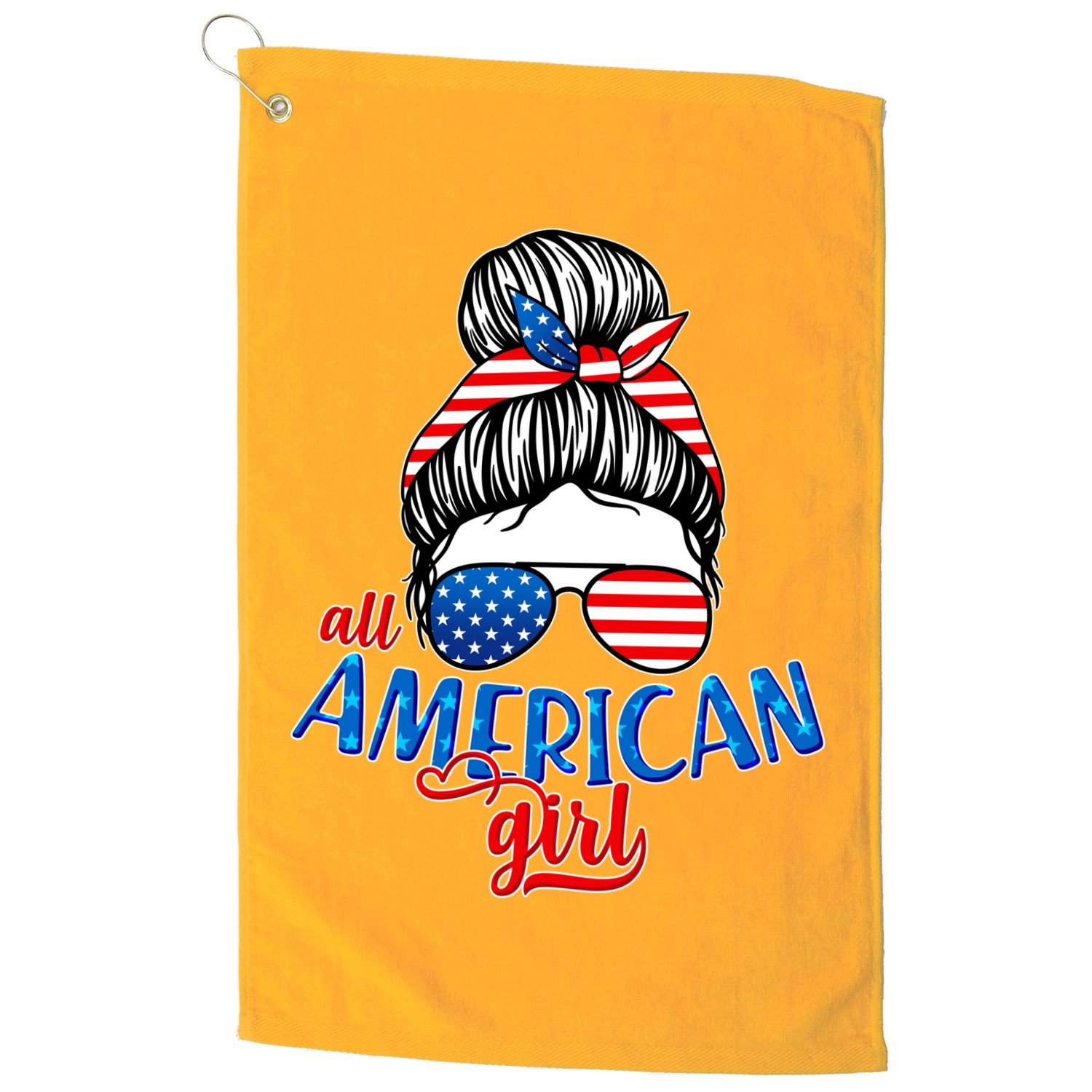 Cute All American Girl USA Flag Golf Towel