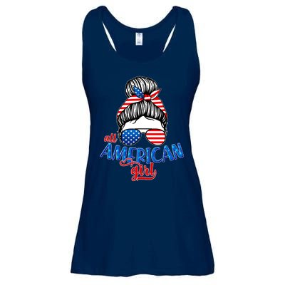 Cute All American Girl USA Flag Ladies Essential Flowy Tank