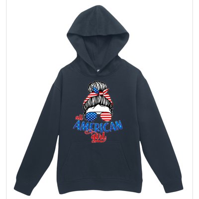 Cute All American Girl USA Flag Urban Pullover Hoodie