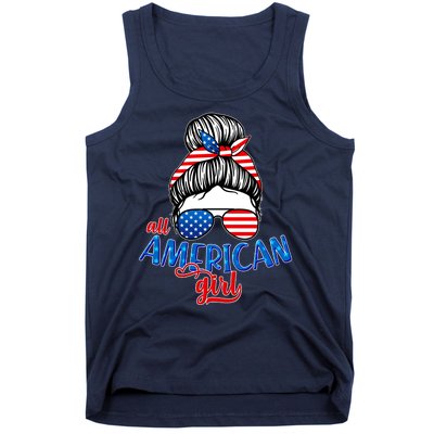 Cute All American Girl USA Flag Tank Top