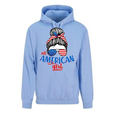 Cute All American Girl USA Flag Unisex Surf Hoodie