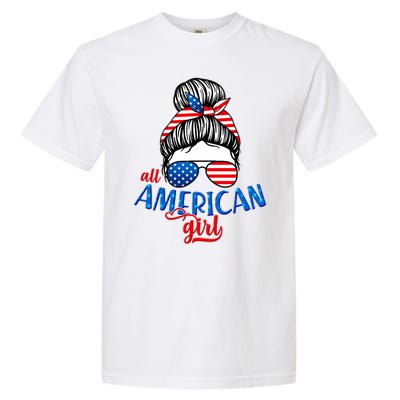 Cute All American Girl USA Flag Garment-Dyed Heavyweight T-Shirt