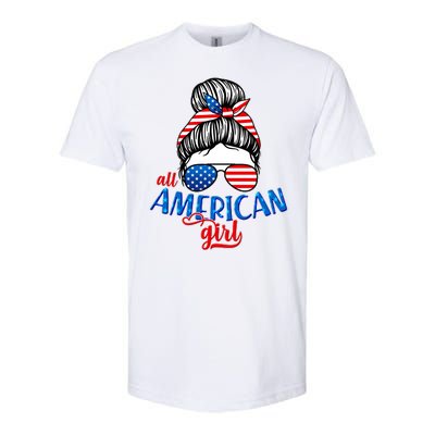 Cute All American Girl USA Flag Softstyle CVC T-Shirt