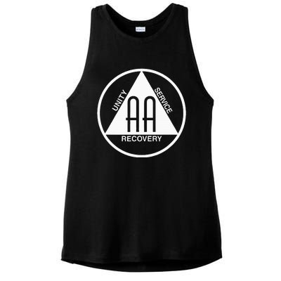 Classic Alcoholics Anonymous Logo Slogan Aa Na Sober Ladies PosiCharge Tri-Blend Wicking Tank