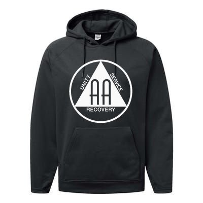 Classic Alcoholics Anonymous Logo Slogan Aa Na Sober Performance Fleece Hoodie