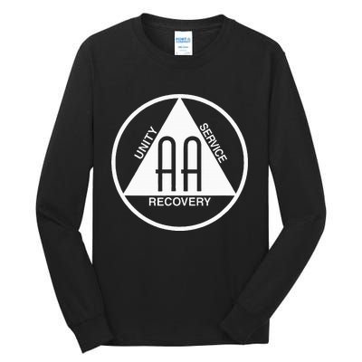 Classic Alcoholics Anonymous Logo Slogan Aa Na Sober Tall Long Sleeve T-Shirt