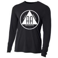 Classic Alcoholics Anonymous Logo Slogan Aa Na Sober Cooling Performance Long Sleeve Crew