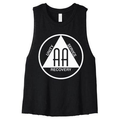 Classic Alcoholics Anonymous Logo Slogan Aa Na Sober Women's Racerback Cropped Tank