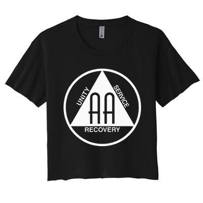 Classic Alcoholics Anonymous Logo Slogan Aa Na Sober Women's Crop Top Tee