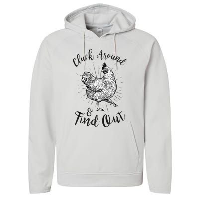 Cluck Around And Find Out Funny Chicken Farmer Performance Fleece Hoodie