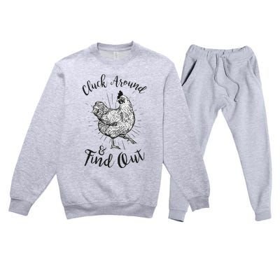 Cluck Around And Find Out Funny Chicken Farmer Premium Crewneck Sweatsuit Set