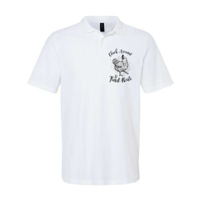 Cluck Around And Find Out Funny Chicken Farmer Softstyle Adult Sport Polo