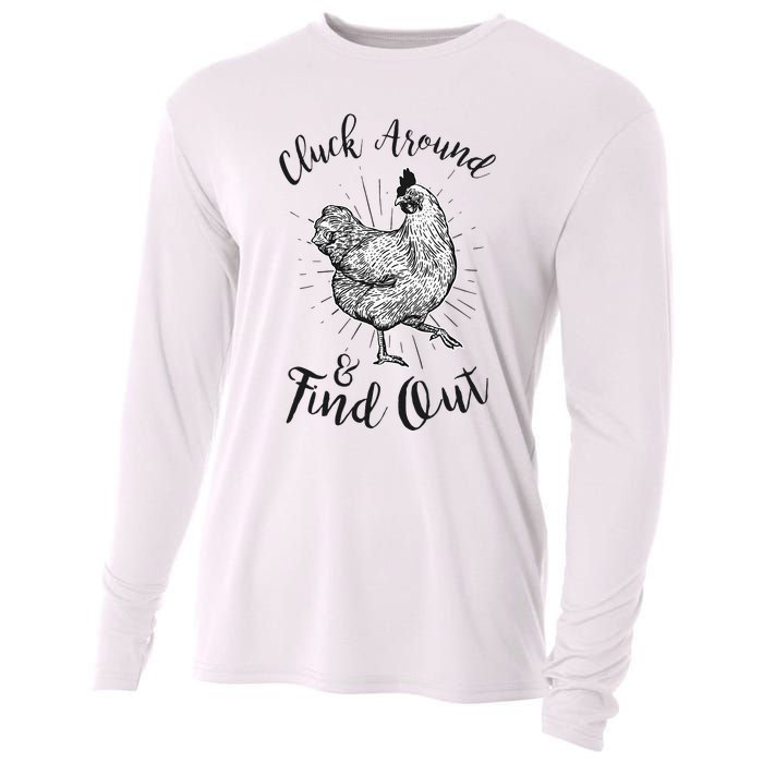 Cluck Around And Find Out Funny Chicken Farmer Cooling Performance Long Sleeve Crew