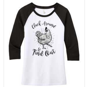 Cluck Around And Find Out Funny Chicken Farmer Women's Tri-Blend 3/4-Sleeve Raglan Shirt