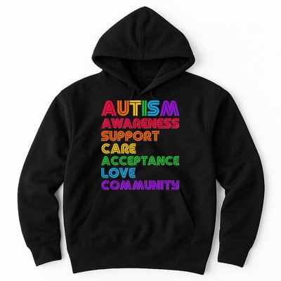 Colorful Autism Awareness Support Care Acceptance Love Community Hoodie